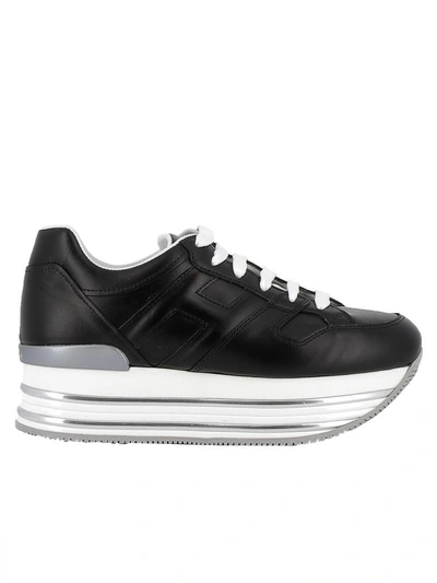 Shop Hogan Black Leather Sneakers