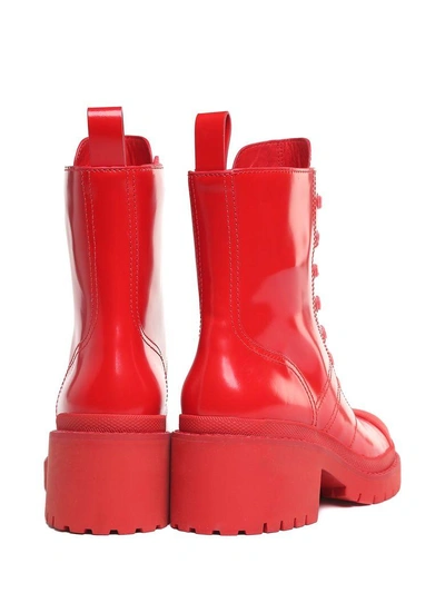 Shop Marc Jacobs Bristol Shiny-leather Combact Boots In Rosso