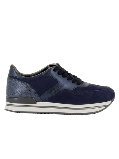 Shop Hogan Blue Suede-leather Sneakers