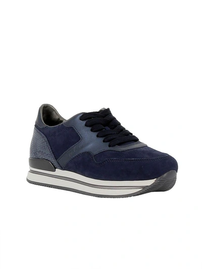 Shop Hogan Blue Suede-leather Sneakers