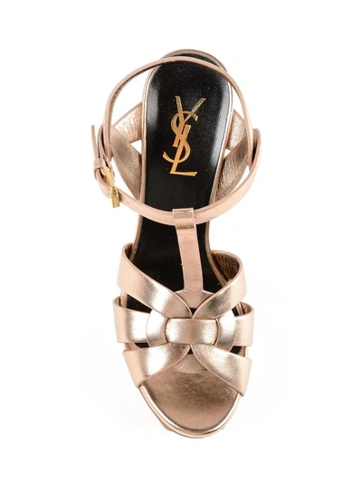 Shop Saint Laurent Tribute 105 Sandals In Metal Blush