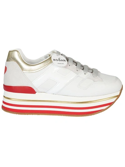 Shop Hogan Maxi H222 Platform Sneakers In Bianco/oro Pallido