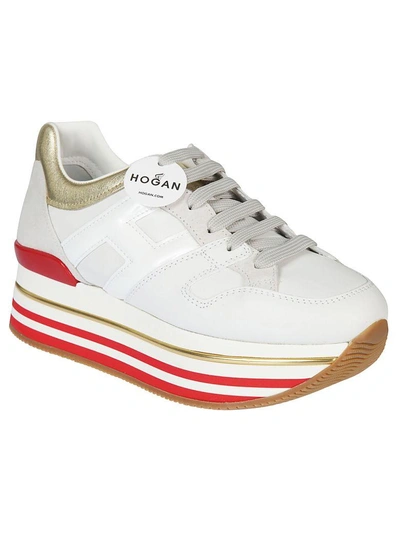 Shop Hogan Maxi H222 Platform Sneakers In Bianco/oro Pallido