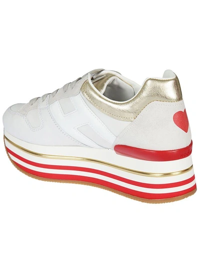 Shop Hogan Maxi H222 Platform Sneakers In Bianco/oro Pallido