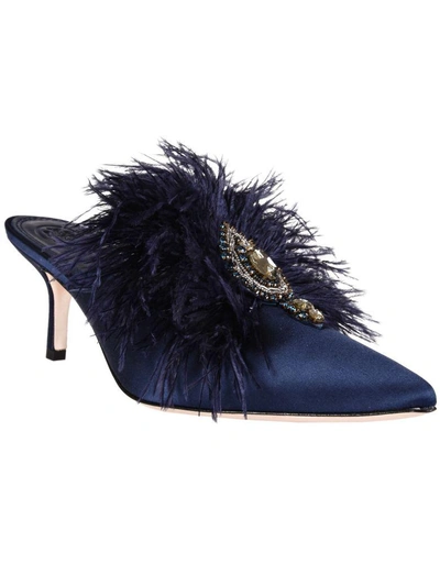 Shop Tory Burch Elodie Embellished Mules In Perfect Navy