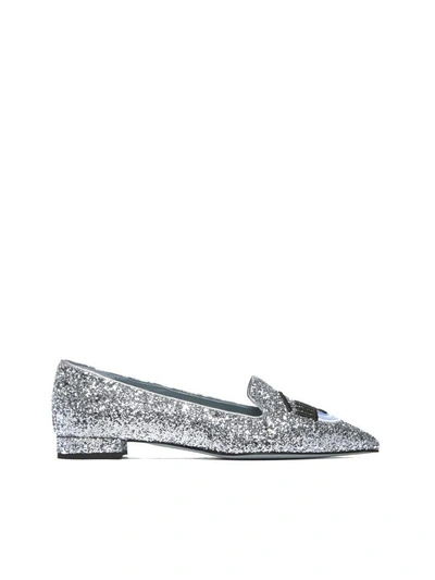 Shop Chiara Ferragni Glittery Slippers In Argento Glitter