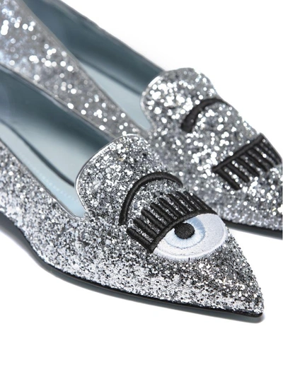 Shop Chiara Ferragni Glittery Slippers In Argento Glitter