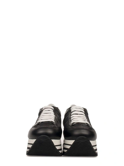 Shop Hogan Black-white H283 Maxi 222 Wedge Sneakers
