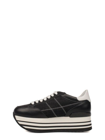 Shop Hogan Black-white H283 Maxi 222 Wedge Sneakers