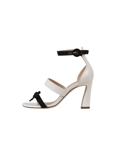 Shop Stuart Weitzman Bow Detail Sandal In White/black