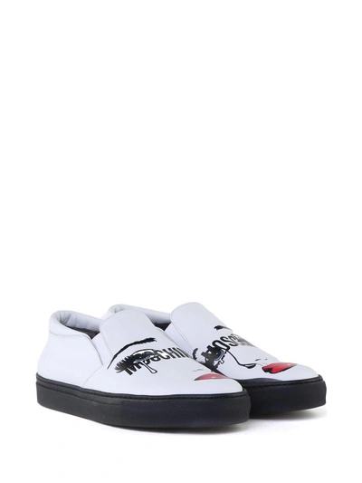 Shop Moschino Slip-on Sneakers In Bianco