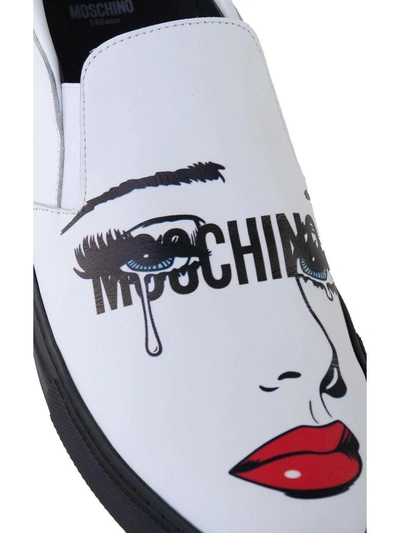 Shop Moschino Slip-on Sneakers In Bianco