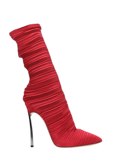 CASADEI BLADE RED PLEATED ANKLE BOOTS 10642028