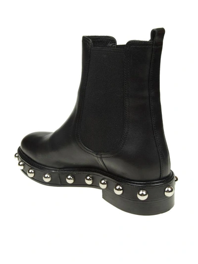 Shop Red Valentino Ankle Boot In Black Leather With Applied Studs