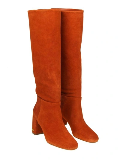 Shop Tory Burch "brooke Slouchy" Boots In Suede Color Rust In Desert