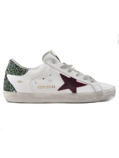 Shop Golden Goose Glitter Heel Sneakers In White Green