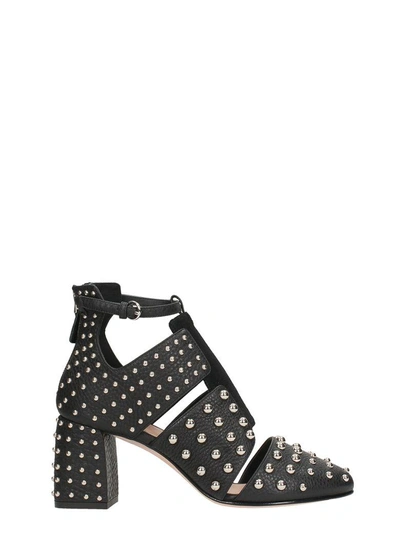 Shop Red Valentino Studs Black Suede And Leather Sandals