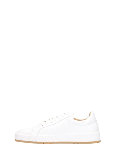 Shop Jil Sander White Calf Leather Sneakers