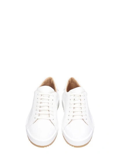 Shop Jil Sander White Calf Leather Sneakers