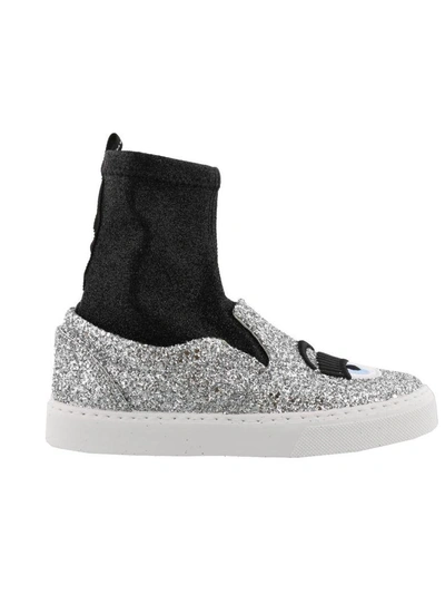 Shop Chiara Ferragni Flirting Slip-sock In Silver