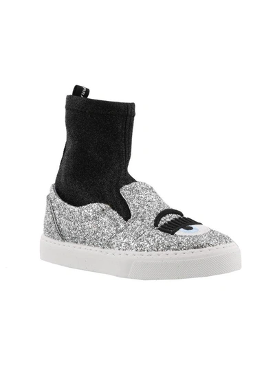 Shop Chiara Ferragni Flirting Slip-sock In Silver