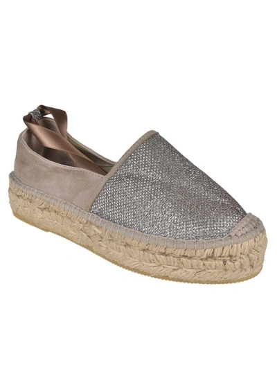 Shop Espadrilles Flat Shoes In Beige/silver