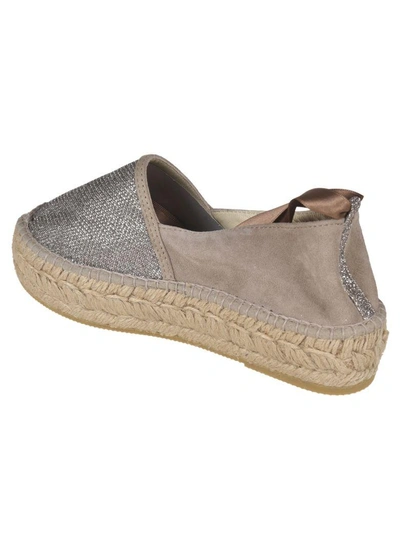 Shop Espadrilles Flat Shoes In Beige/silver