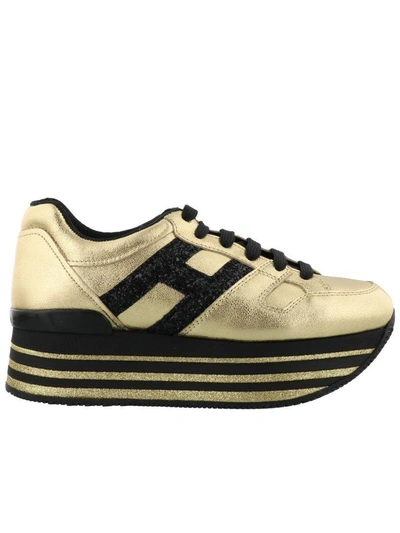 Hogan H368 Maxi Platform Sneakers In 417d Oro Vecchio+nero | ModeSens