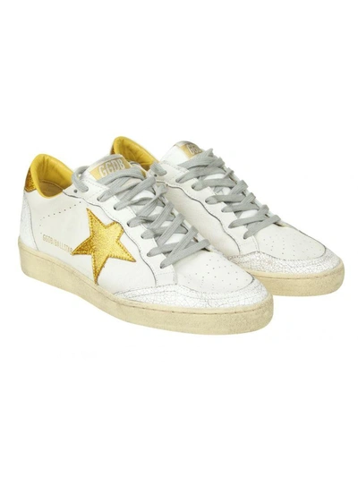 Shop Golden Goose Ball Star Sneakers In White Leather With Glitter Detail