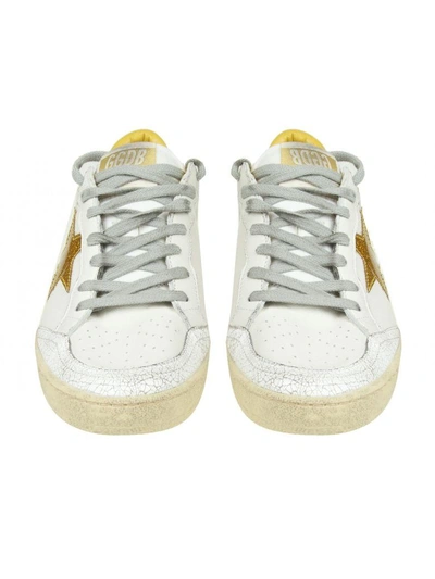 Shop Golden Goose Ball Star Sneakers In White Leather With Glitter Detail