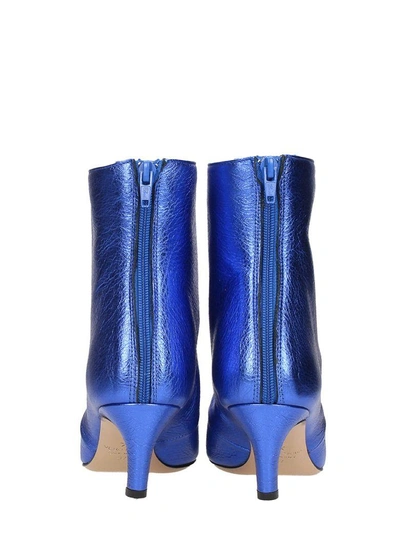 Shop Marc Ellis Metallic Blue Leather Ankle Boots