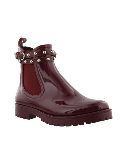 Shop Red Valentino Metal Dot Rainboot In Bordeaux