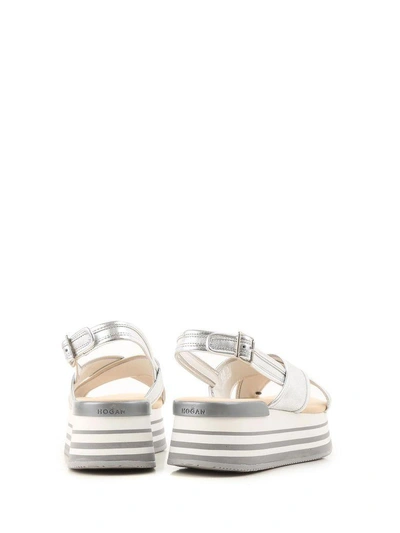 Shop Hogan H294 Silver Sandals In Argento