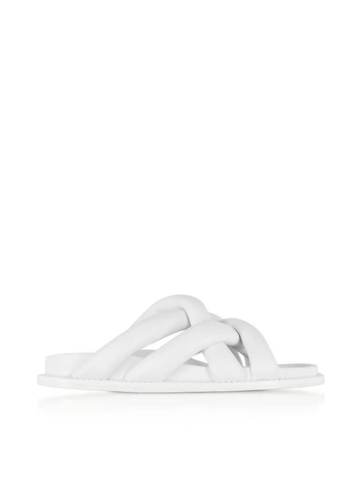 Shop Proenza Schouler Optic White Suede Flat Sandals