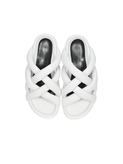 Shop Proenza Schouler Optic White Suede Flat Sandals