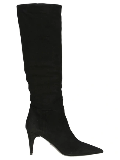 Shop Prada High Boot Pull On In Black