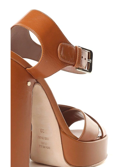 Shop Laurence Dacade Rosange Leather Platform Sandals In Cognac