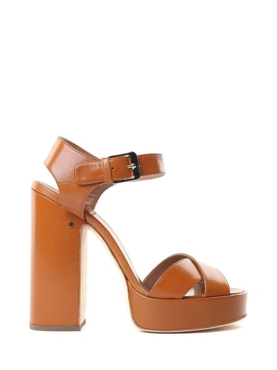 Shop Laurence Dacade Rosange Leather Platform Sandals In Cognac