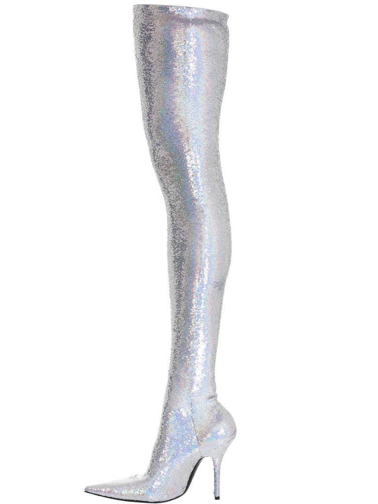 balenciaga thigh high boots glitter