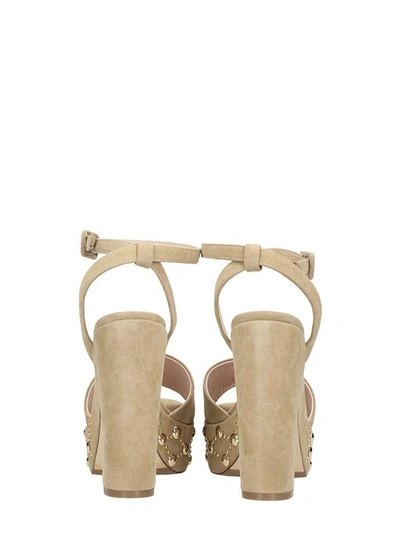 Shop Julie Dee Platform Sand Suede Sandals In Beige