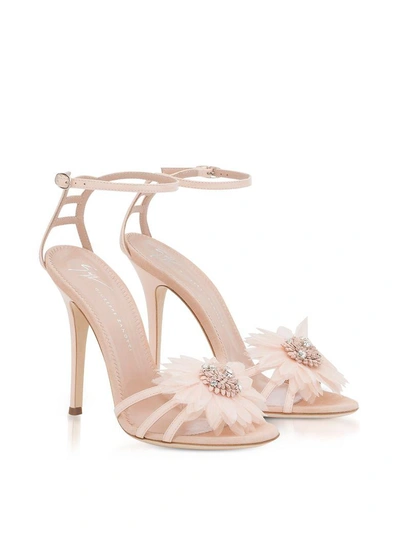 Shop Giuseppe Zanotti Annemarie Pink Patent Leather High Heel Sandals W/flower