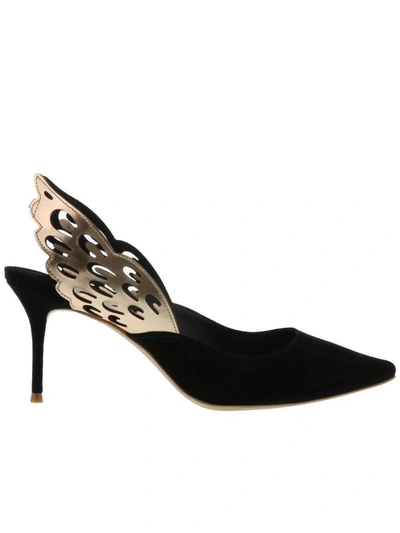 Shop Sophia Webster Angelo Mid Pump In Black Rose Gold