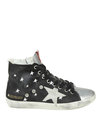 Shop Golden Goose Sneakers "francy" In Jeans Effect Fabric Color Blue Petro In Blu Petrolio