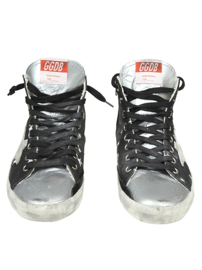 Shop Golden Goose Sneakers "francy" In Jeans Effect Fabric Color Blue Petro In Blu Petrolio