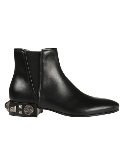 Shop Dolce & Gabbana Studded Ankle Boots In Black