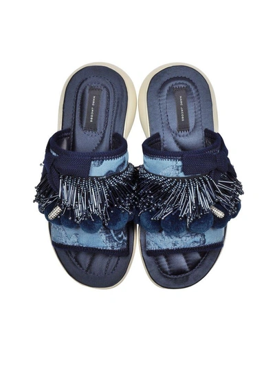 Shop Marc Jacobs Emerson Pompom Denim Sport Sandal In Blue