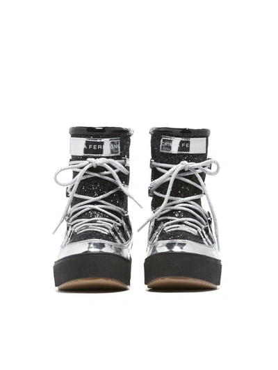 Shop Chiara Ferragni Glittery Snow Boots In Argento Nero Glitter
