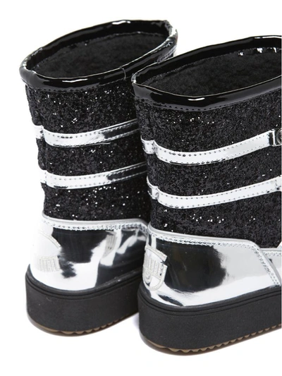 Shop Chiara Ferragni Glittery Snow Boots In Argento Nero Glitter