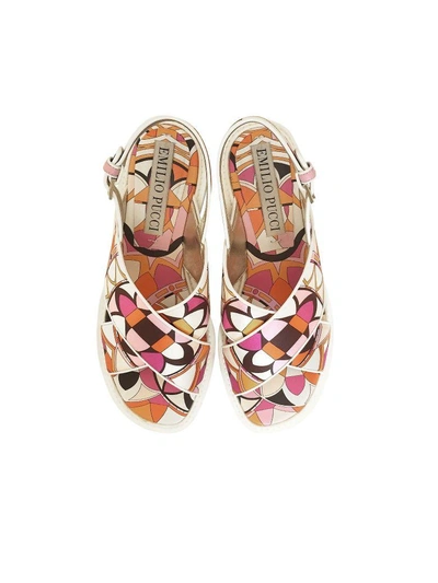 Shop Emilio Pucci Arenal Print Twill Silk Sandals In Orange