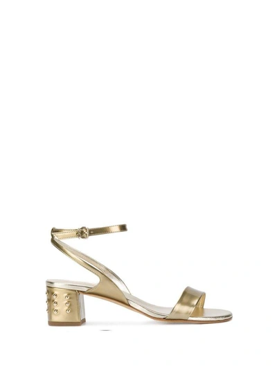 Shop Tod's Leather Sandals In Oro Pallido